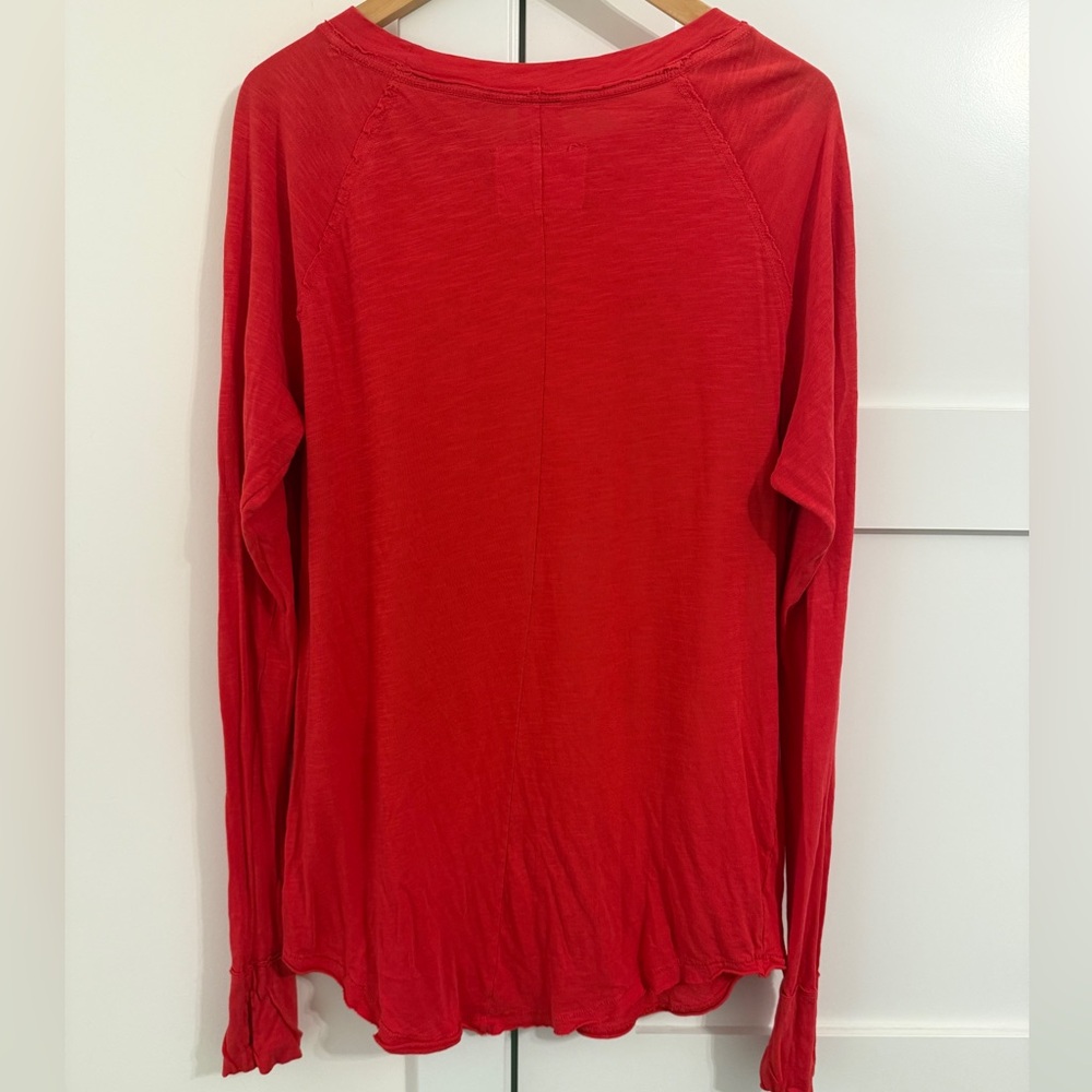 We The Free Bright Red Long Sleeve Tee - Picture 2 of 6